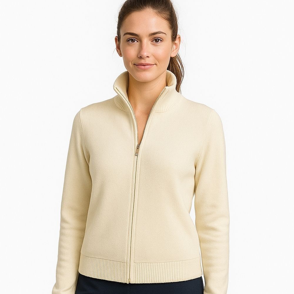 Eddie Bauer Yellow Zip-Up Sweater Jacket | Women's Medium